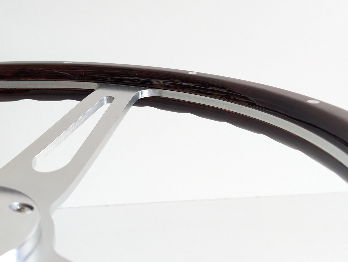 Steering Wheel Mercedes Benz R121 W120 W121 SL190 220S L319 - Wooden Rim, Classic, Vintage Vision, Silver Spokes, 380 mm