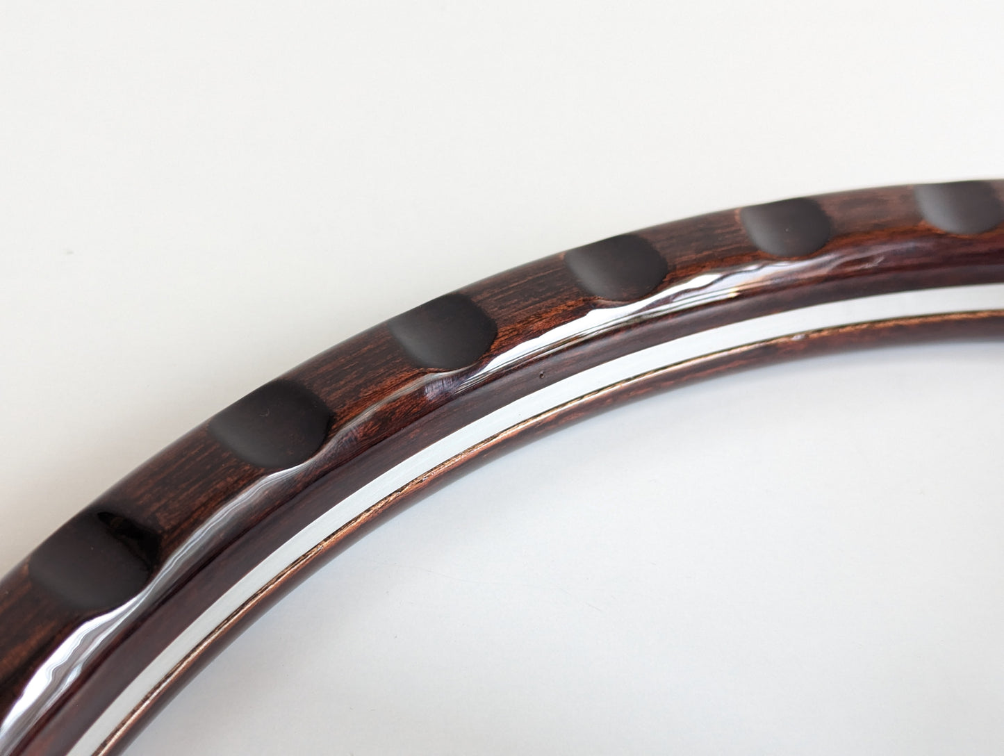 Steering Wheel For Chevrolet - El Camino Impala SS Chevy - Wooden Rim, Classic, Vintage Vision, Silver Spokes, 380mm