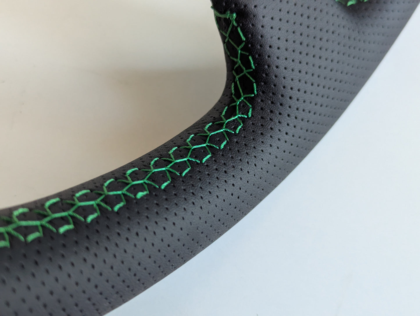 Steering Wheel fits For BMW NO HUBADAPTER Deep Dish, Green Stitching, Black Spokes Sport Vision, 350 mm