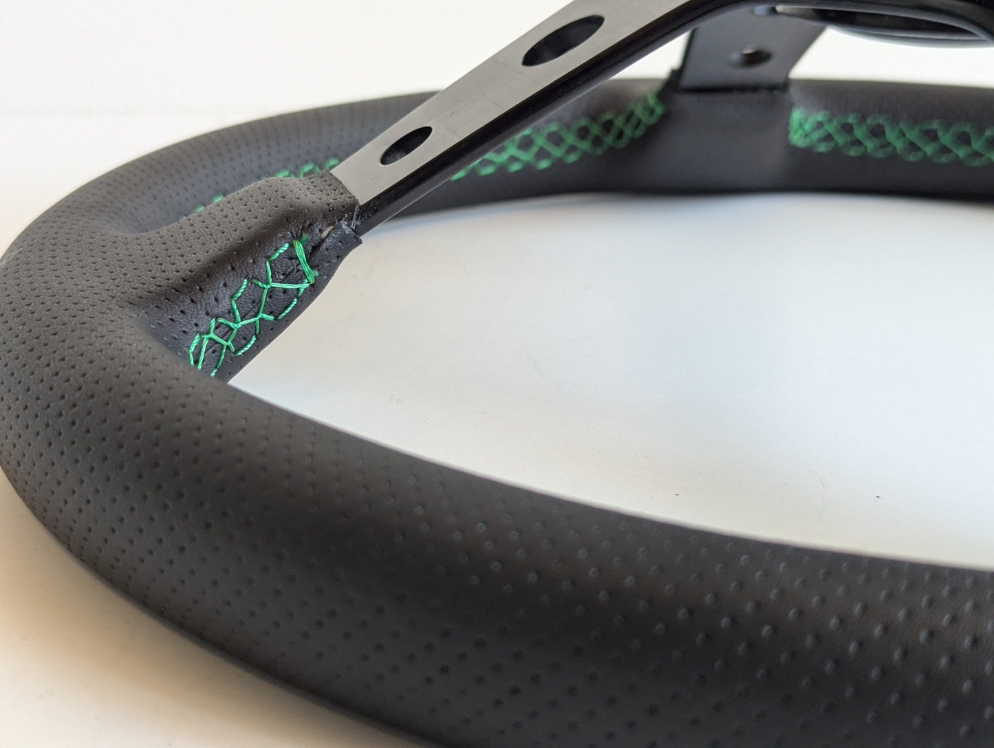 Steering Wheel fits For BMW NO HUBADAPTER Deep Dish, Green Stitching, Black Spokes Sport Vision, 350 mm