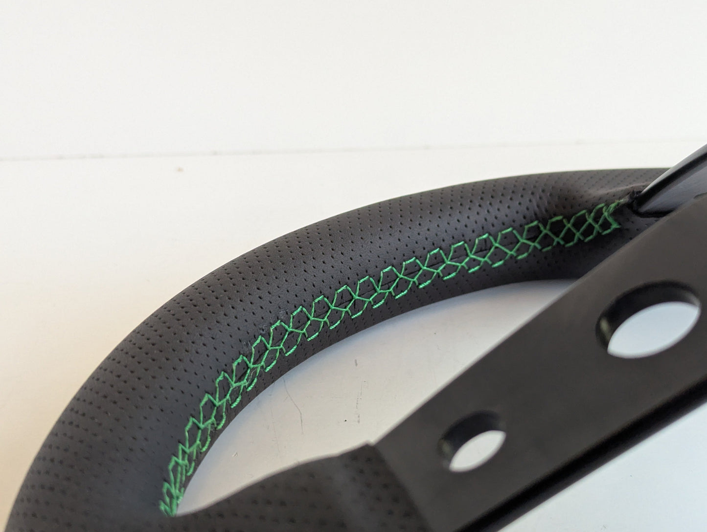 Steering Wheel fits For BMW NO HUBADAPTER Deep Dish, Green Stitching, Black Spokes Sport Vision, 350 mm