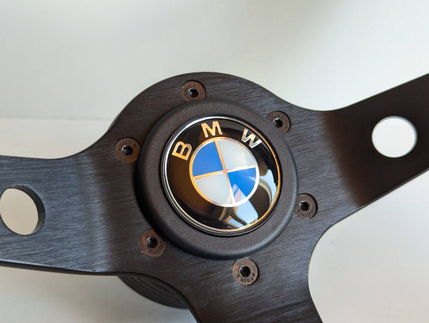 Steering Wheel For BMW E10 2002 1502 1602 1802 (1965-1976) - Deep Dish, Alcantara Suede, Yellow Stitching 350 mm