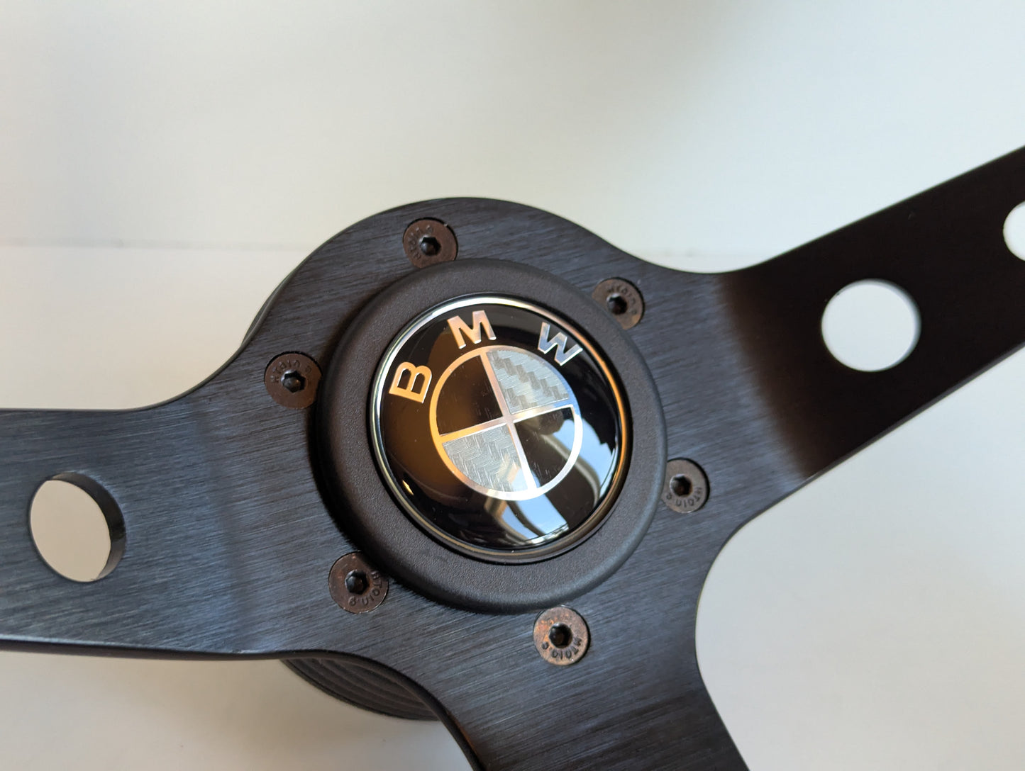 Steering Wheel For BMW E10 2002 1502 1602 1802 (1965-1976) - Deep Dish, Alcantara Suede, Yellow Stitching 350 mm