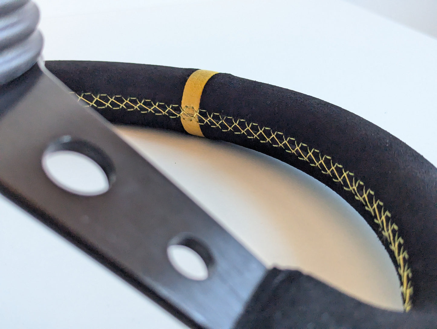 Steering Wheel For BMW E10 2002 1502 1602 1802 (1965-1976) - Deep Dish, Alcantara Suede, Yellow Stitching 350 mm