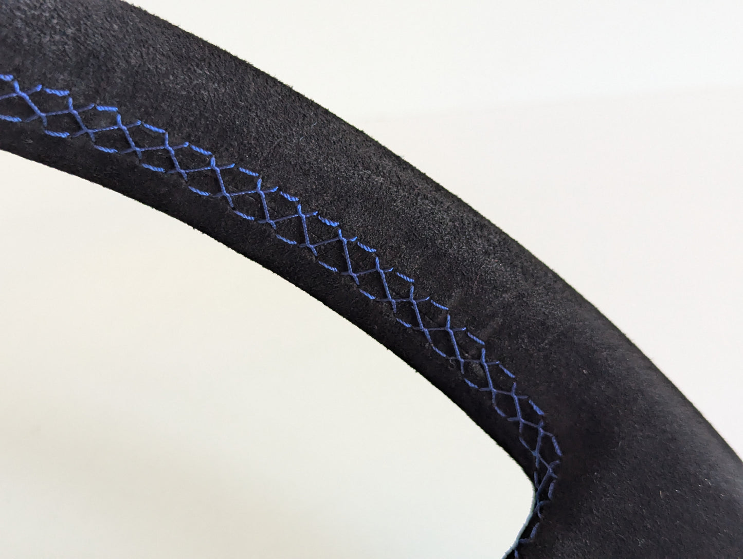 Steering Wheel For BMW E10 2002 1502 1602 1802 (1965-1976) - Deep Dish, Alcantara Suede, Blue Stitching 350 mm