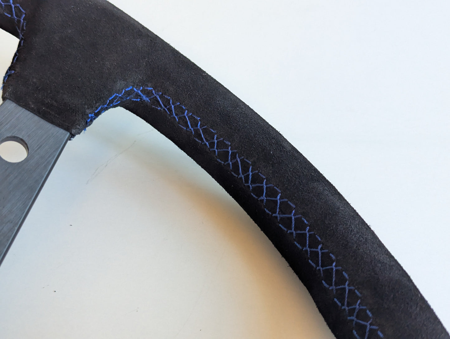 Steering Wheel For BMW E10 2002 1502 1602 1802 (1965-1976) - Deep Dish, Alcantara Suede, Blue Stitching 350 mm