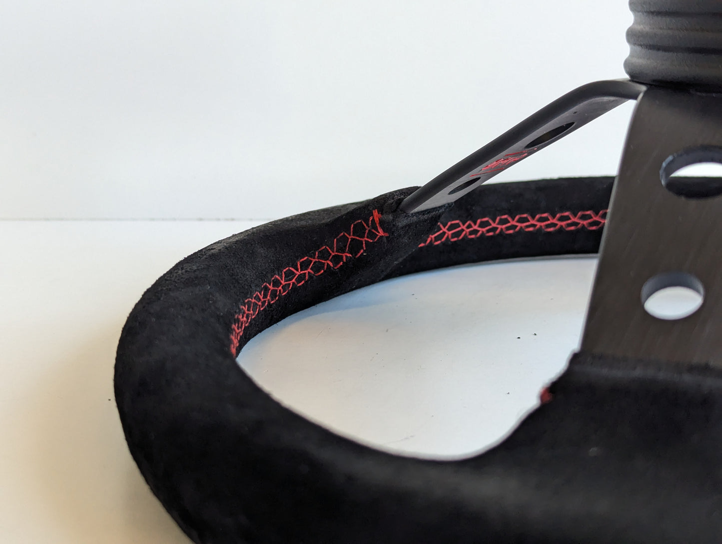 Steering Wheel For BMW E10 2002 1502 1602 1802 (1965-1976) - Deep Dish, Alcantara Suede, Red Stitching 350 mm