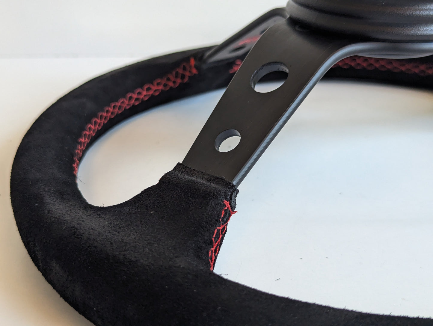 Steering Wheel For BMW E10 2002 1502 1602 1802 (1965-1976) - Deep Dish, Alcantara Suede, Red Stitching 350 mm
