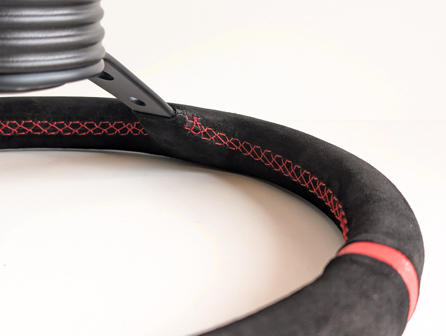 Steering Wheel For Honda Prelude CRX Del Sol Civic Accord (1993-2000) - Red Alcantara Leather, Suede, Deep Dish, 350 mm