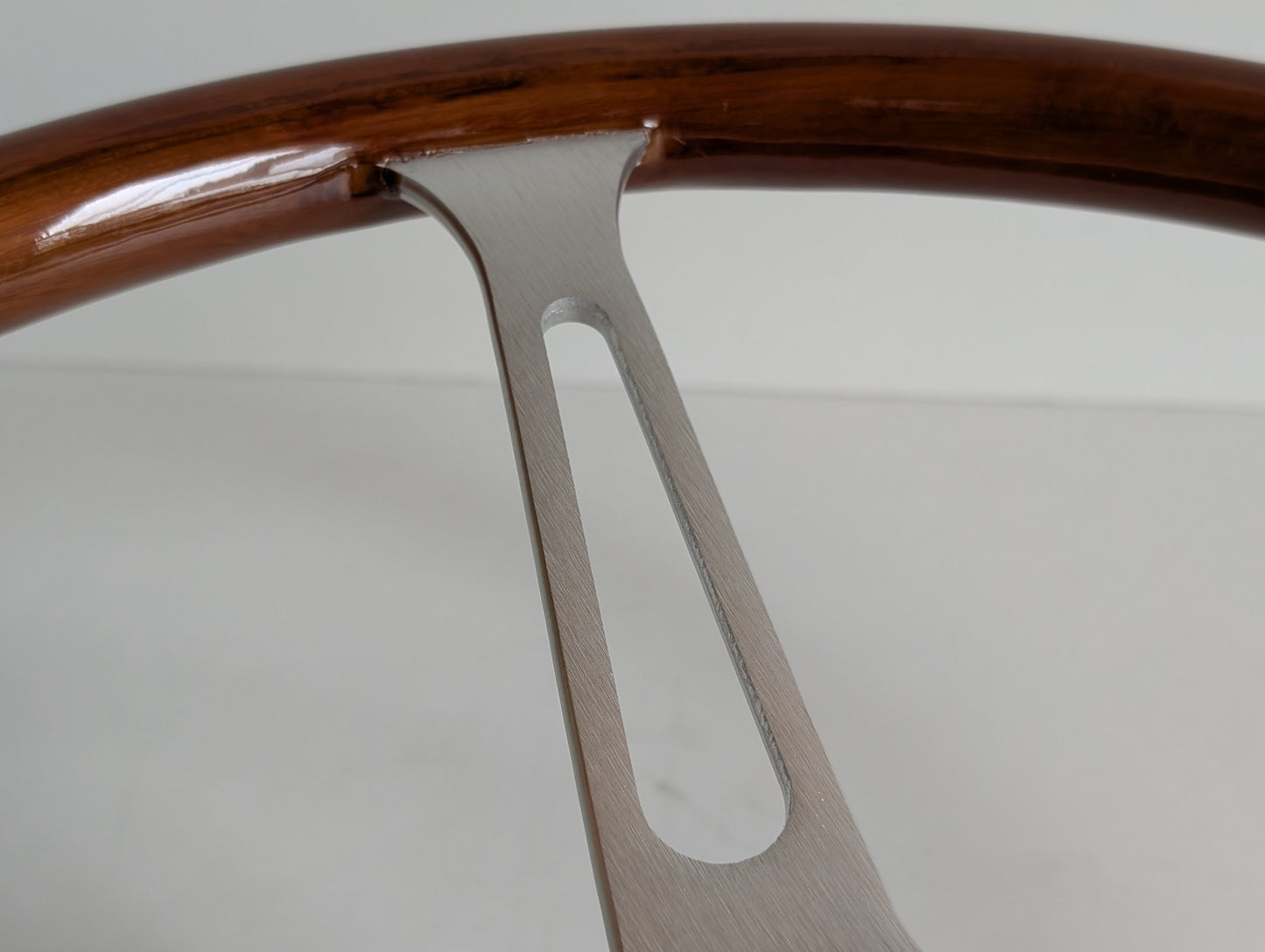 Steering Wheel For Volvo 740 760 780 940 - Wooden Rim, Silver Spokes, Classic, Wood 380mm