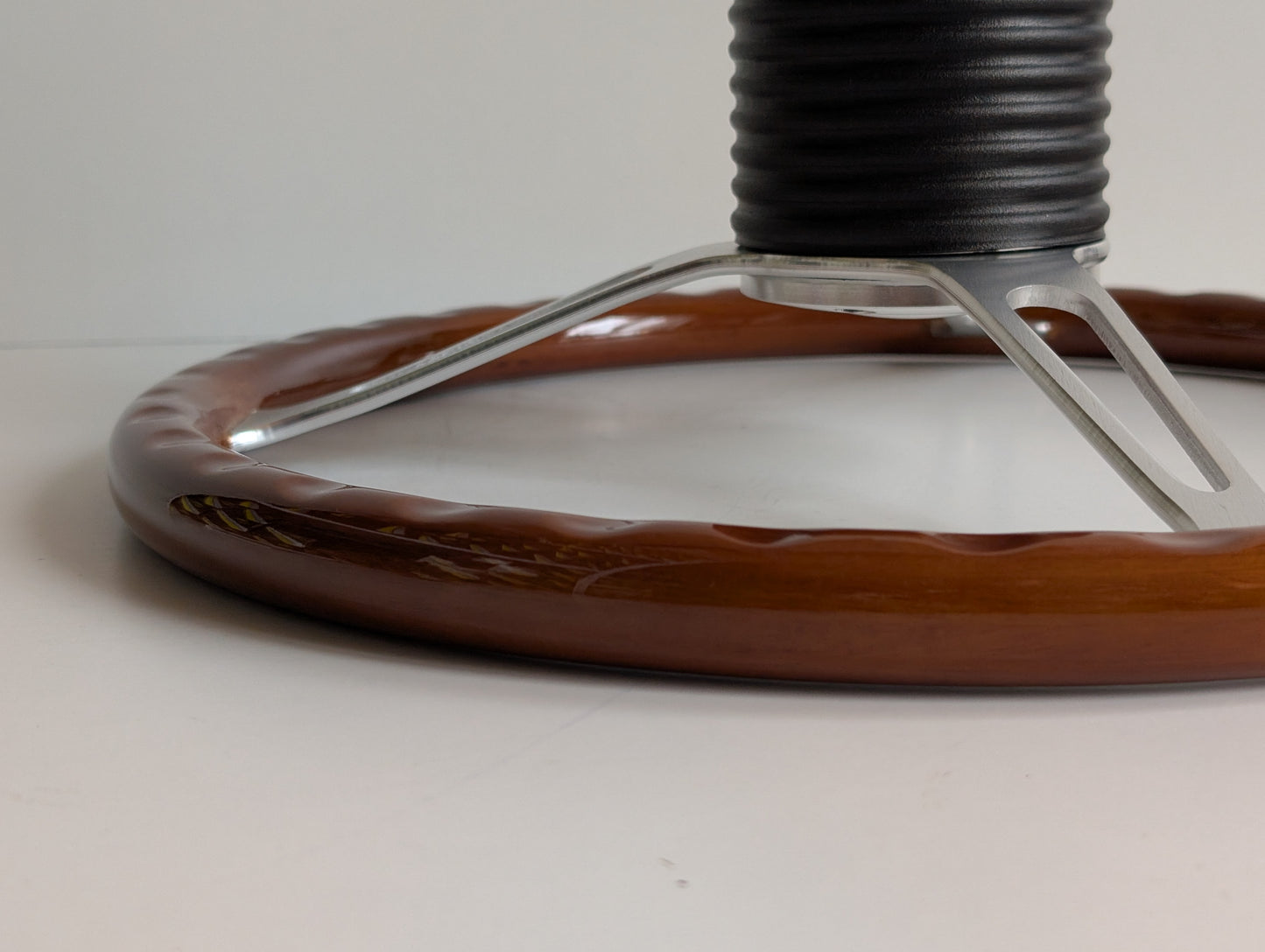 Steering Wheel For Jaguar E type XJ (1961-1975) - Wooden Rim, Silver Spokes, Classic, Wood 380mm
