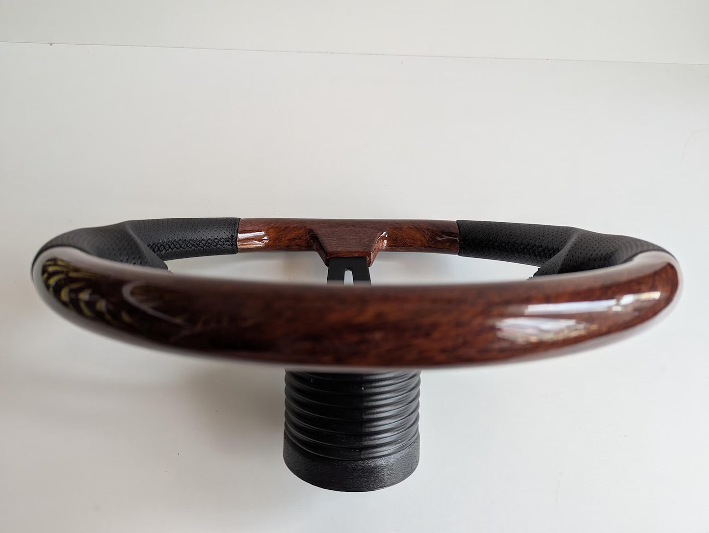 Steering Wheel For BMW Z3 E36 E38 E39 1996-1999 Wood , Flat Bottom, Black Matte Spokes, Sport Design,Wooden 350 mm