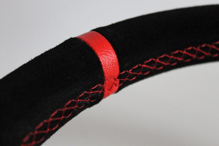 Steering Wheel For VW Wolfsburg Golf Jetta MK1 MK2 Caddy (1971-1988) - Red Alcantara, Suede, Deep Dish, 350 mm