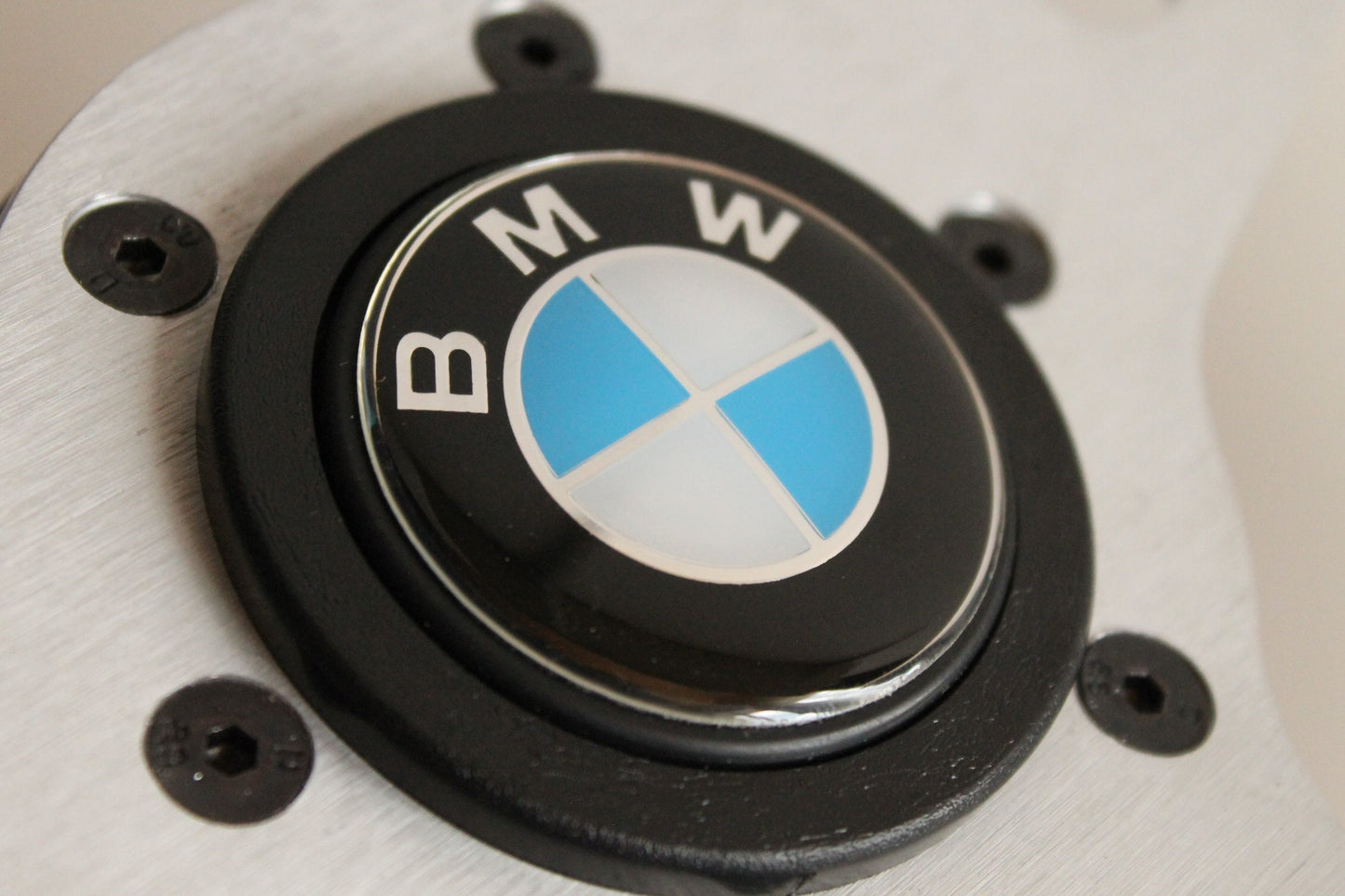 Steering Wheel For BMW E10 2002 1502 1602 1802 (1965-1976) - Luisi, Drift, Black Anti-Slip Leather, Silver Spokes, 340 mm