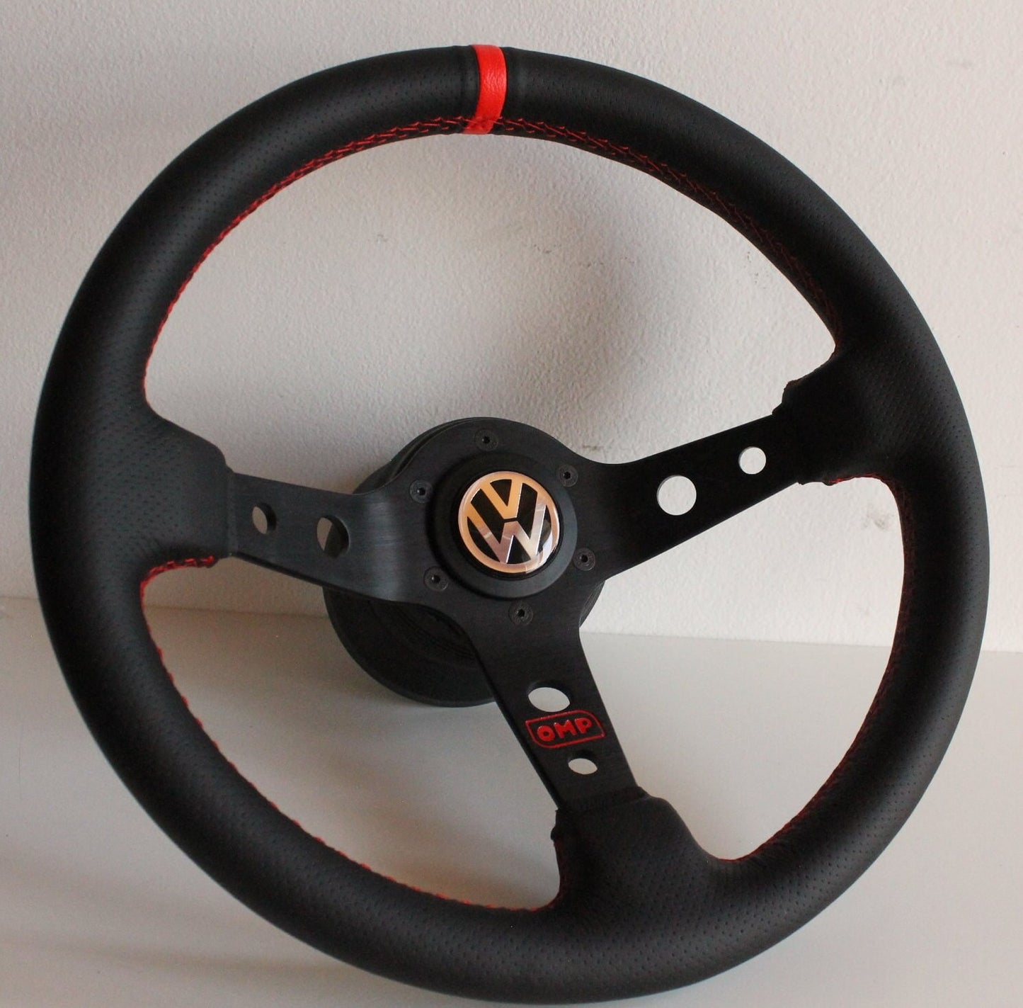 Steering Wheel For VW Golf Jetta Mk2 Mk3 Corrado - Deep Dish, Perforated Leather, Red, Blue, Yellow, Green, 350 mm