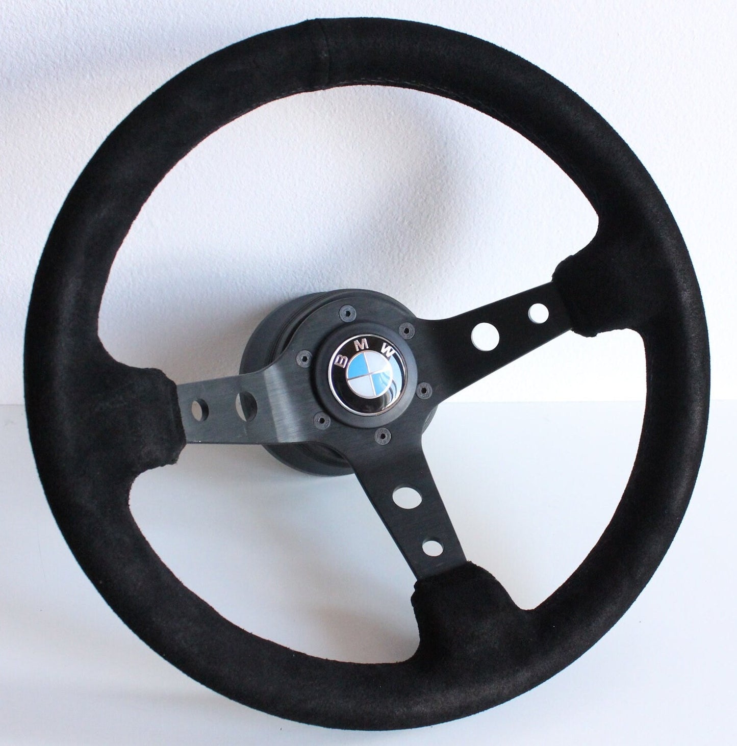 Steering Wheel For BMW E24 E28 E30 E34 (1986-1992) - Deep Dish, Alcantara Suede, Red, Blue, Yellow, Green, 350 mm