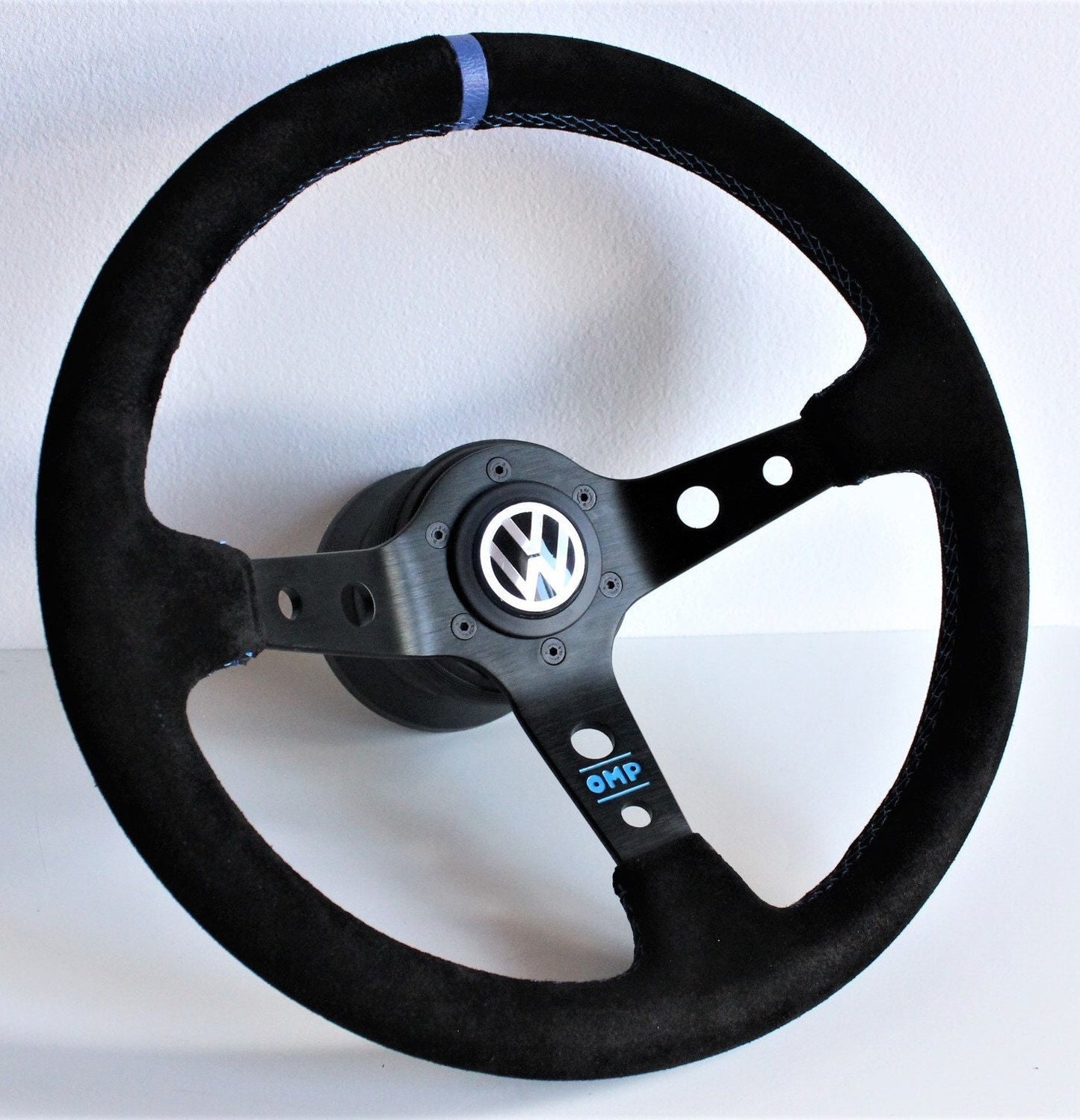 Steering Wheel For VW Golf Jetta Mk4 Passat - Deep Dish, Alcantara Suede, Red, Blue, Yellow, Green, 350 mm