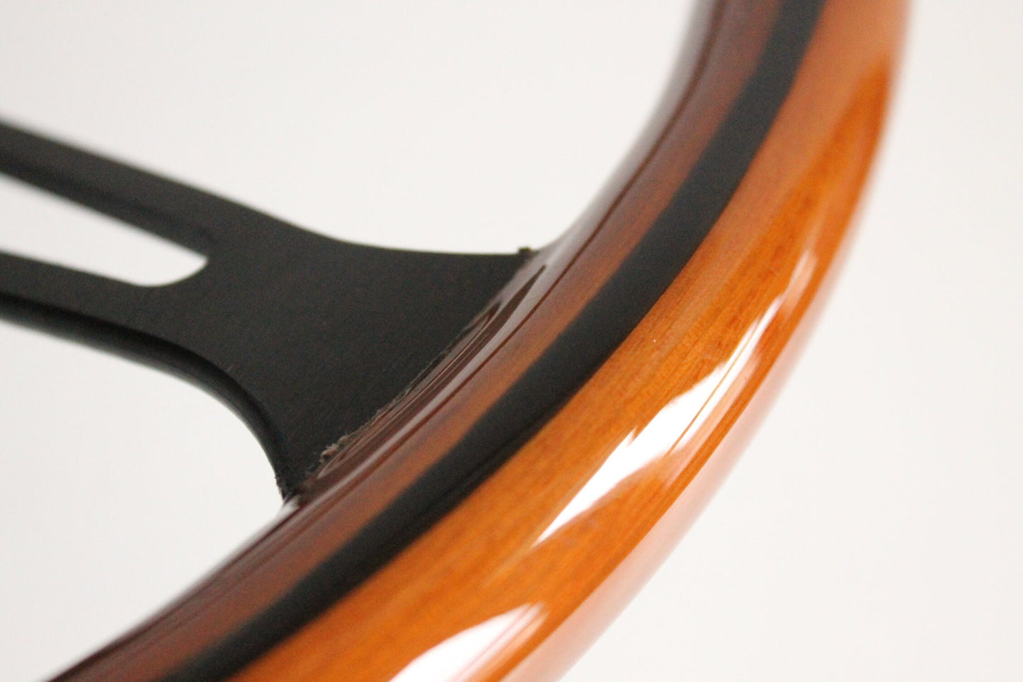 Steering Wheel For Jeep Cherokee Wrangler (1984-1996) - Wooden Rim, Black Spokes, Black Trim, Classic, 380mm