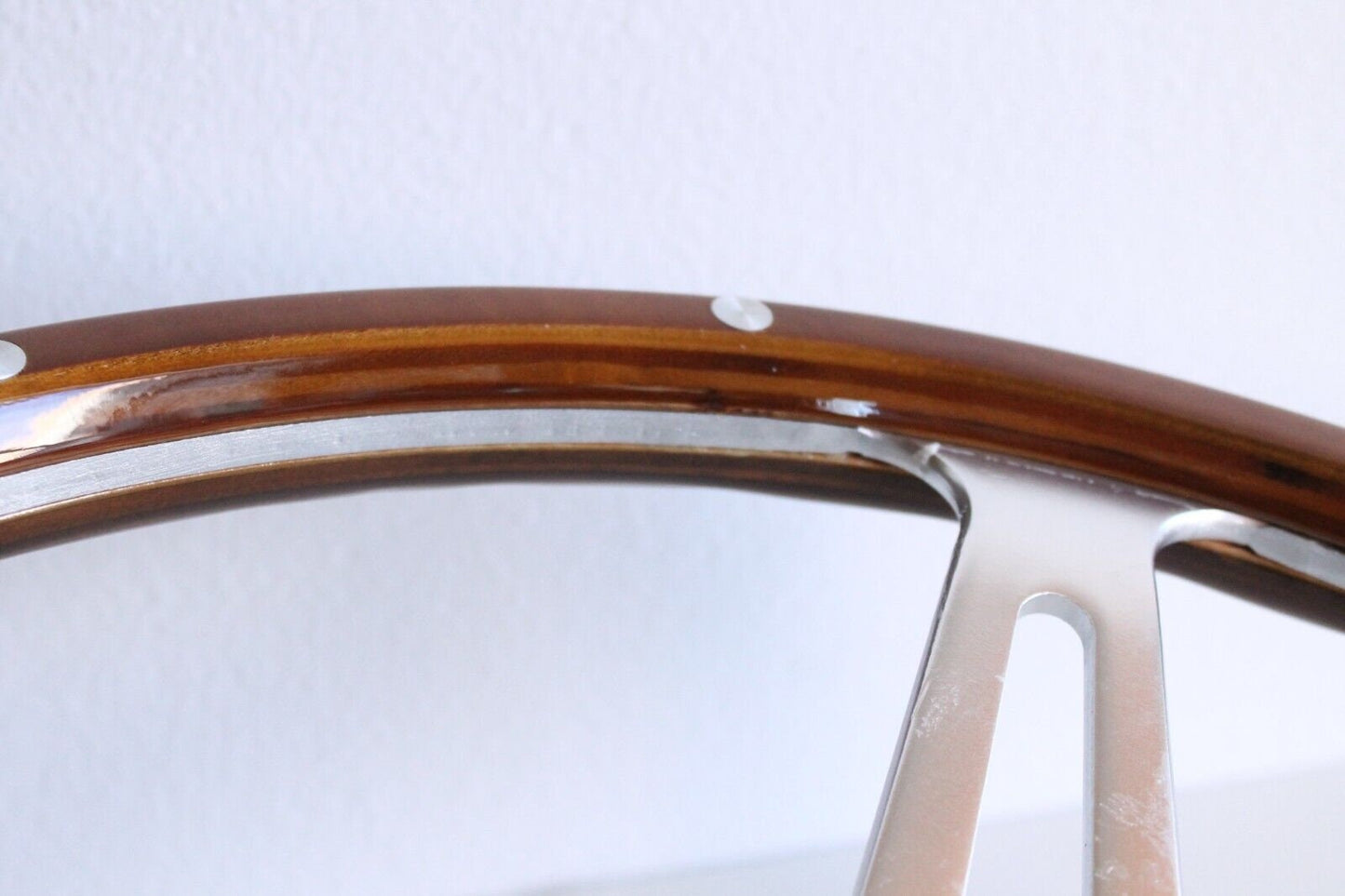 Steering Wheel For TRIUMPH TR4 TR5 TR6 Erald GT6 Spitfire Mk2 Mk3 - Wooden Rim, Classic, Vintage Vision, Silver Spokes, 380 mm