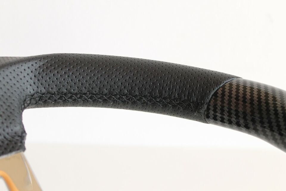 Steering Wheel For VW - No Hub Adapter Included, Carbon Look, Flat Bottom, Sport Design, 350mm