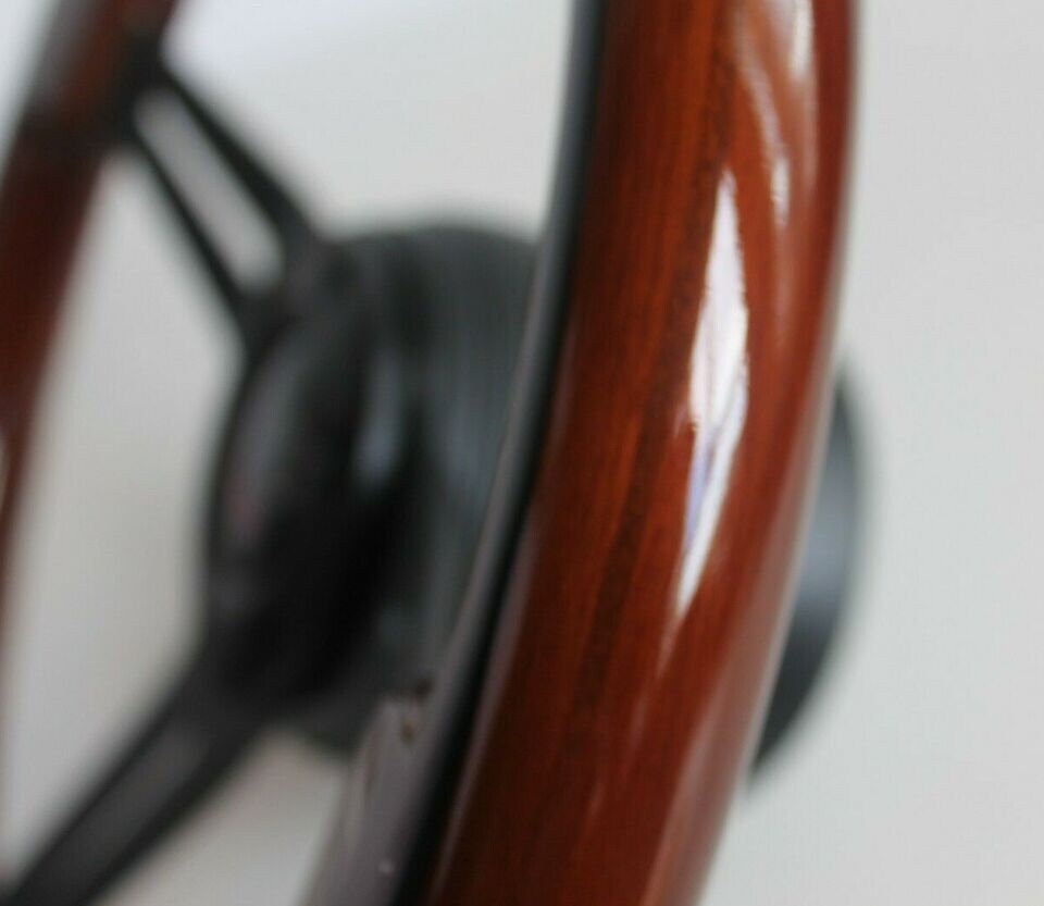 Steering Wheel For AUDI A3 A4 A6 A8 8L B5 C5 S4 S6 (1996-2003) - Solid Wood, Black Trim, Vintage, Black Spokes, 350 mm