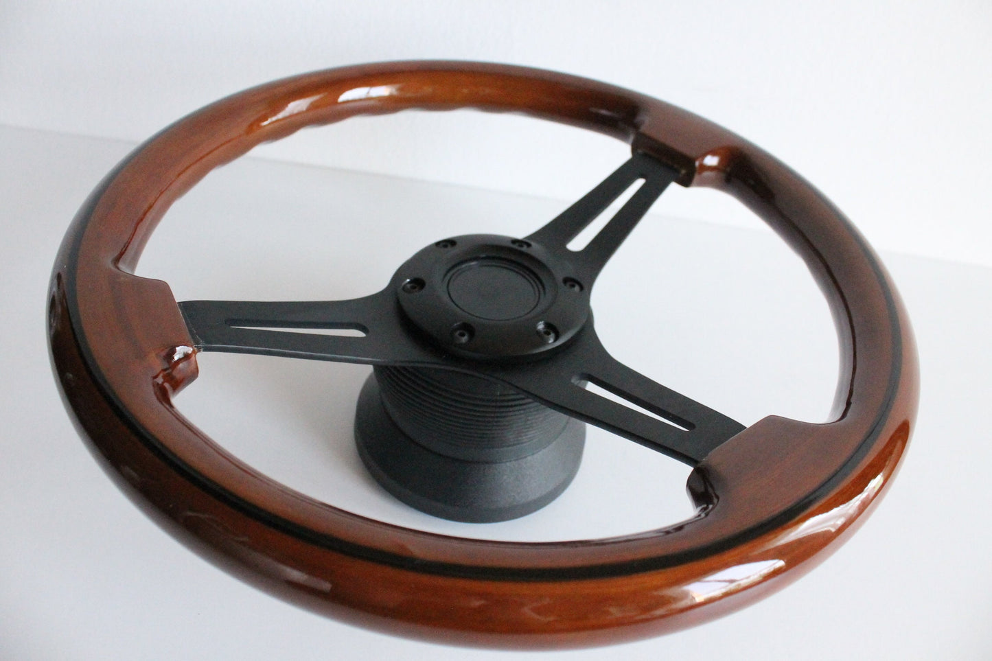 Steering Wheel For Mercedes Benz W124 W210 W140 R129 W202 R170 SLK CLK S E W208 - Solid Wood, Black Trim, Vintage, Black Spokes, 350 mm