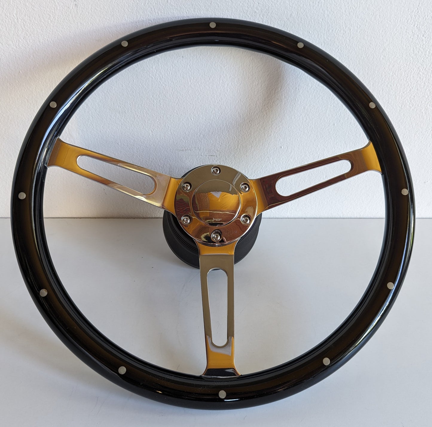 Steering wheel custom rebuld wood chome 380mm vintage hand rebuilded Fits For Mercedes Benz W123 W124 W201 W126 R107 1978-1988