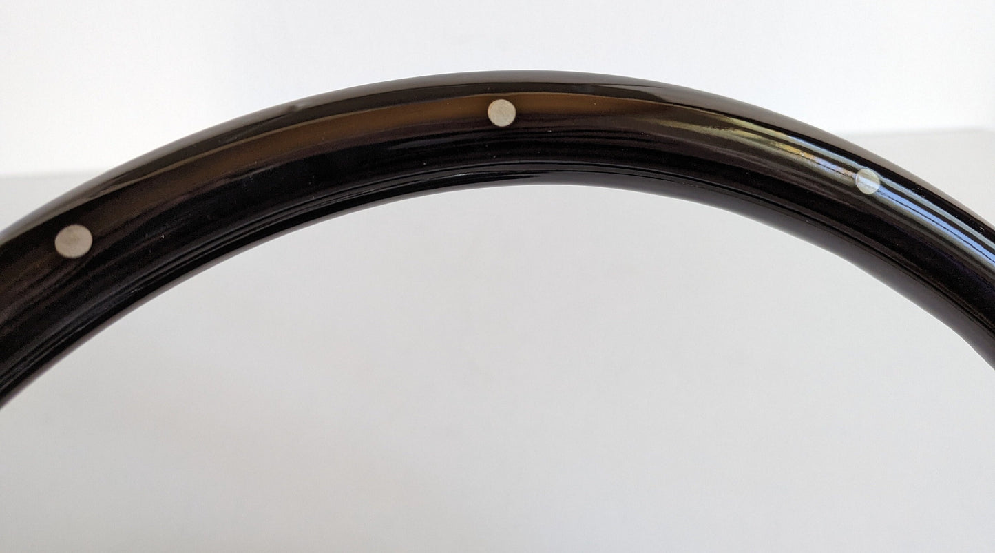 Steering Wheel For Mercedes Benz W123 W124 W201 W126 R107 (1978-1988) - Black Wooden Rim, Chrome Spokes, Vintage, Classic Vision, 380mm