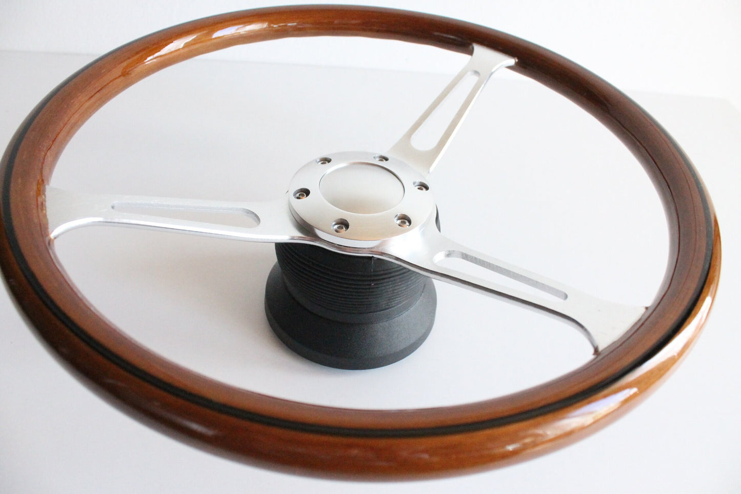 Steering wheel Used custom rebuld wood Silver 380mm vintage hand rebuilded Fits For Mercedes Benz W114 W115 W116 R107 1972-1977