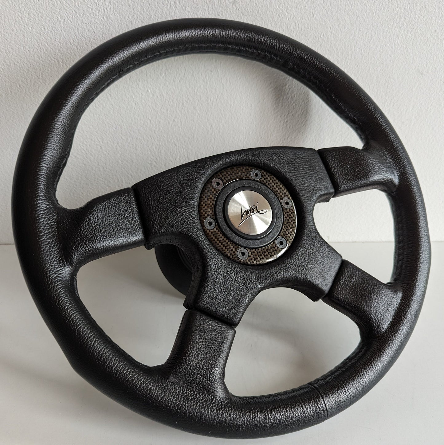 Steering Wheel For Mercedes Benz W123 W124 W201 R107 W107 W126 (1978-1992) - Black Leather, Anti Slip, Silver, OEM By Luisi, Premium Quality, 360 mm