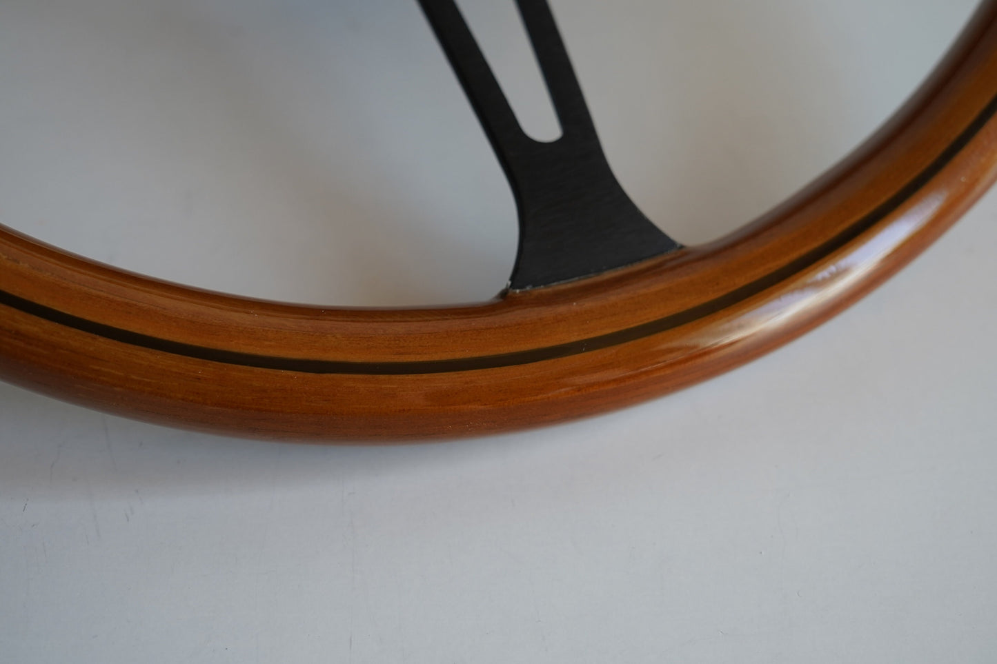 Steering Wheel For FIAT 124 125 128 850 1100 Berlina Coupe Special - Wooden Rim, Black Spokes, Black Trim, Classic, 380mm