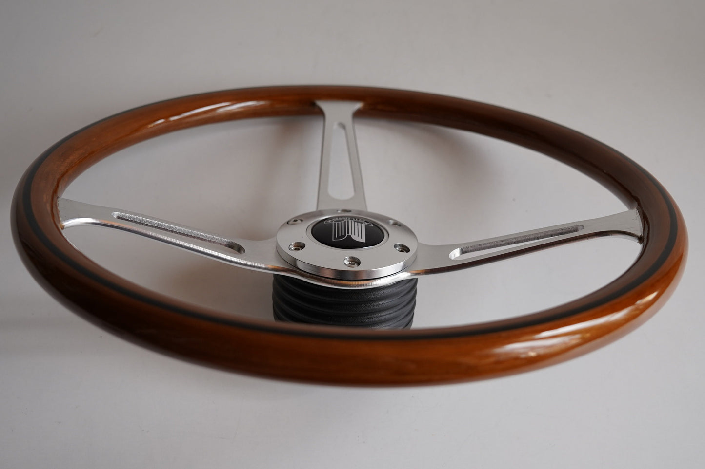 Steering Wheels For TRIUMPH TR4 TR5 TR6 Erald GT6 Spitfire Mk2 Mk3 - Wooden Rim, Silver Spokes, Black Trim, Classic, 380mm