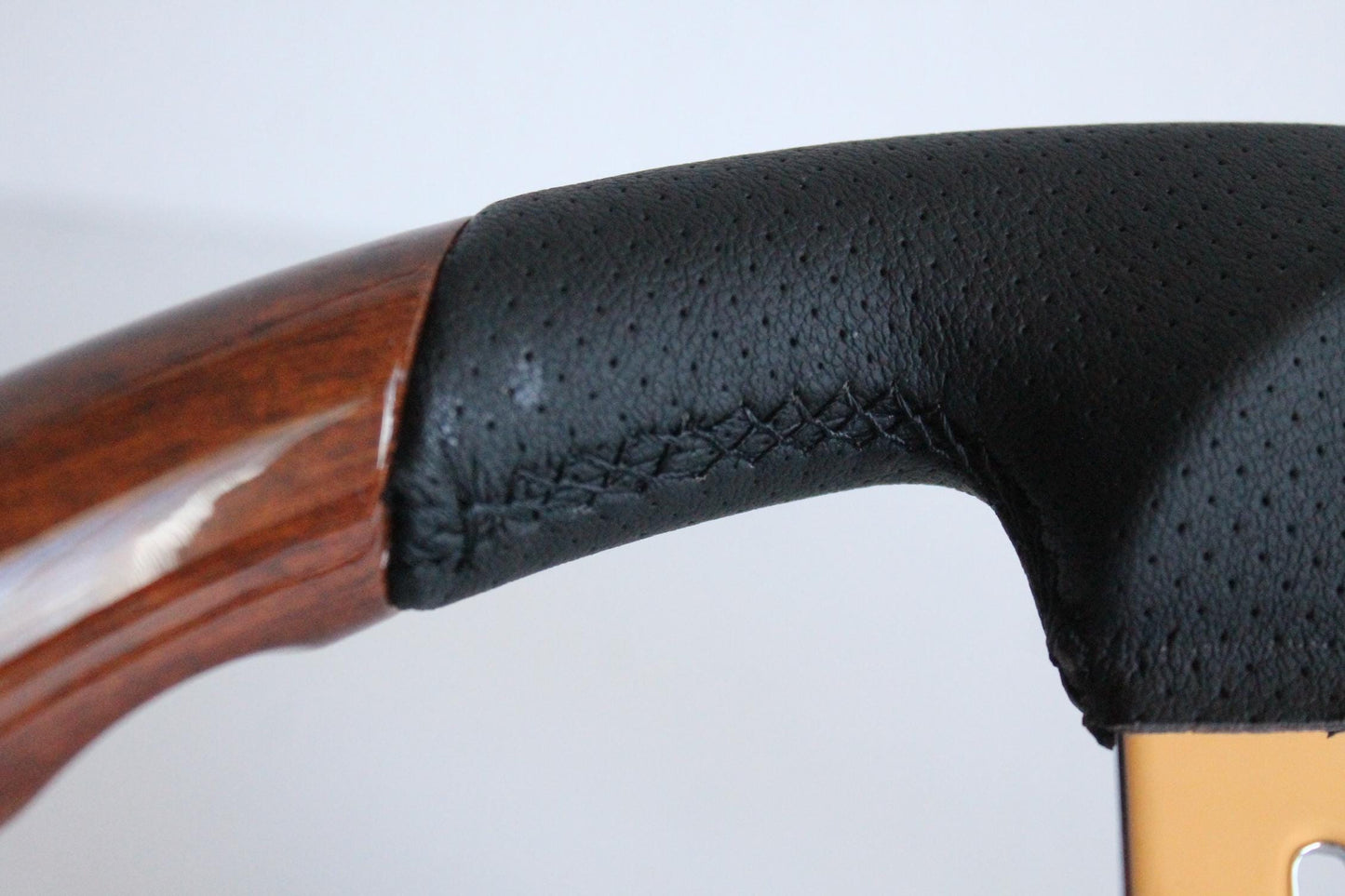 Steering Wheel For Chevrolet Chevy Camaro (1969 -1992) - Flat Bottom, Wood, Vintage, Black Leather, Chrome spokes, 350 mm