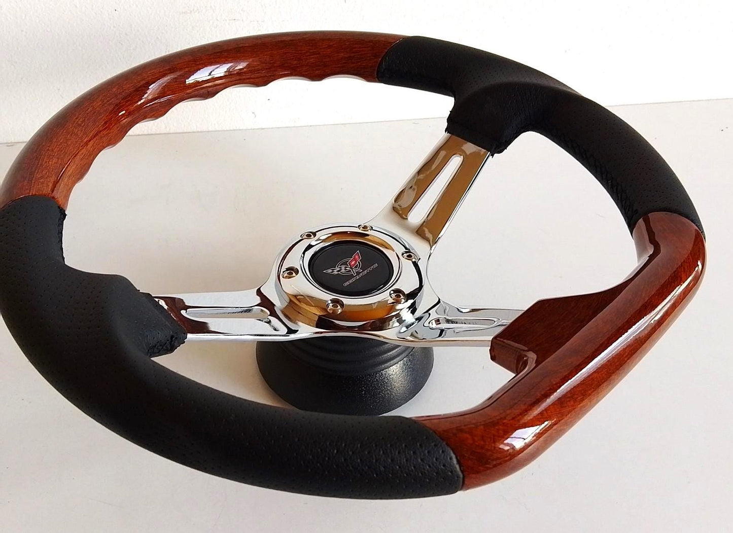 Steering wheel fits For Chevrolet Corvette C3 Used custom rebuild Wood leather Flat Bottom Black hand rebuilded Chevy Corvete 1969-1983