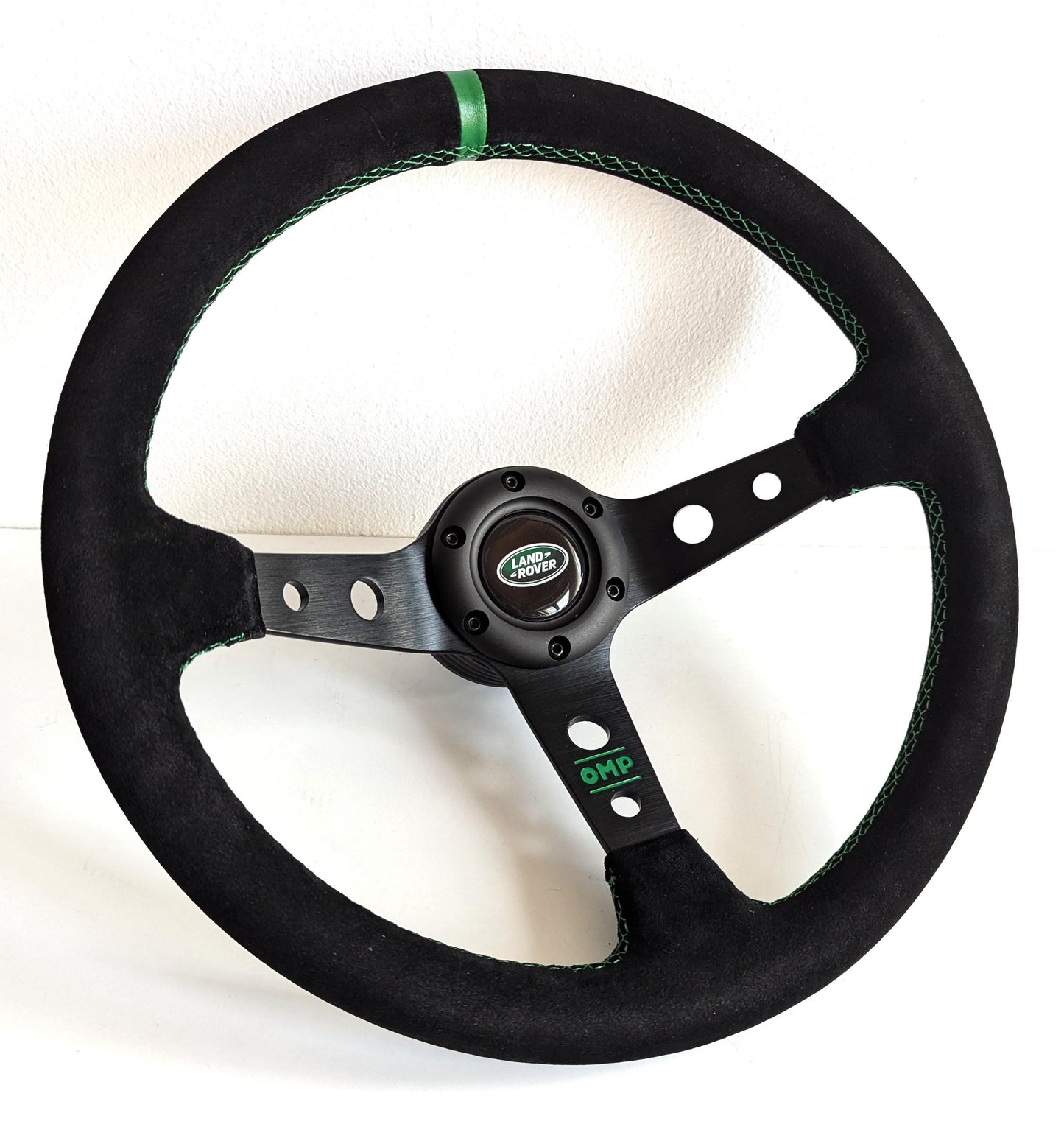 Steering wheel For Land Rover / Range Rover (1983-1985) - Green Alcantara, Suede, Deep Dish, 350 mm