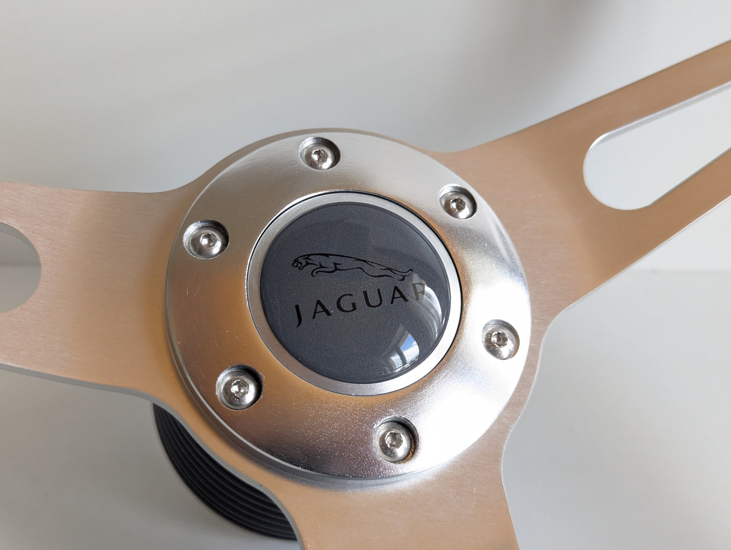 Steering Wheel For Jaguar XJ12 XJ XJ5 XJ6 XJS - Wooden Rim, Classic, Vintage Vision, Silver Spokes, 380 mm