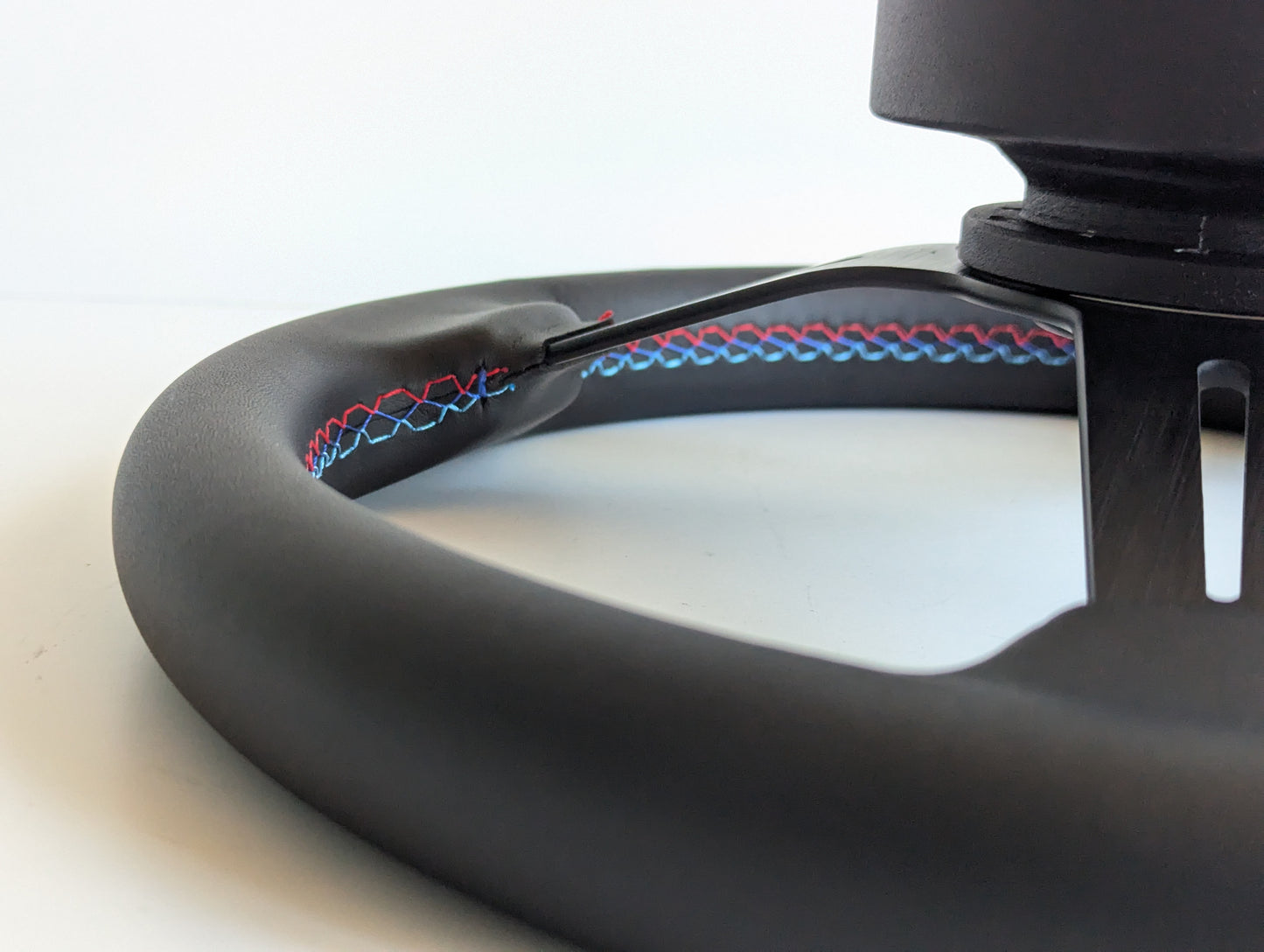 Steering Wheel For BMW E10 2002 1502 1602 1802 (1965-1976) - Black Leather, M Style Stitching, Sport Vision, 350 mm
