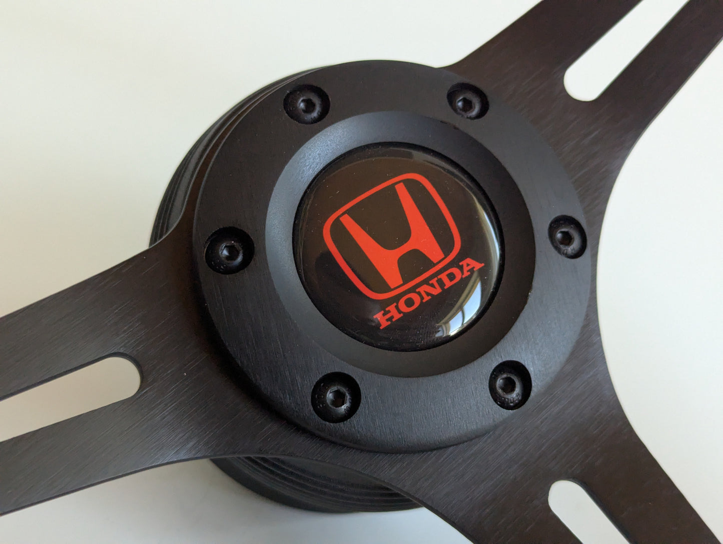 Steering Wheel For Honda Prelude CRX Del Sol Civic Accord (1992-1996) - Solid Wood, Black Trim, Vintage, Black Spokes, 350 mm