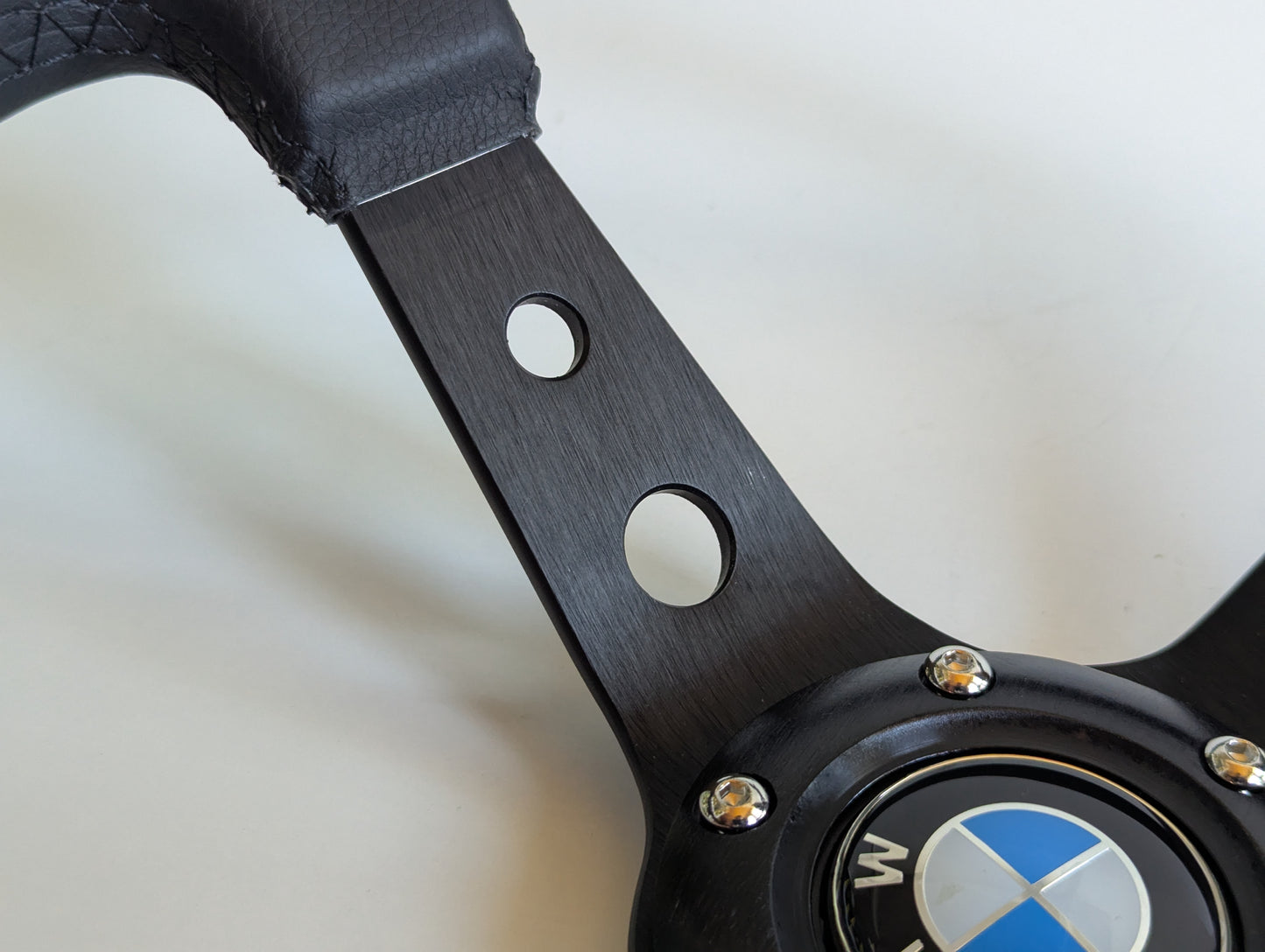 Steering Wheel For BMW - No Hub Adapter Included, Deep Dish, Black Stitching, Sport Vision, 350 mm