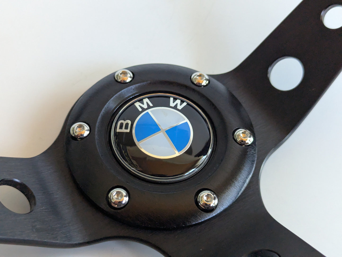 Steering Wheel For BMW - No Hub Adapter Included, Deep Dish, Black Stitching, Sport Vision, 350 mm