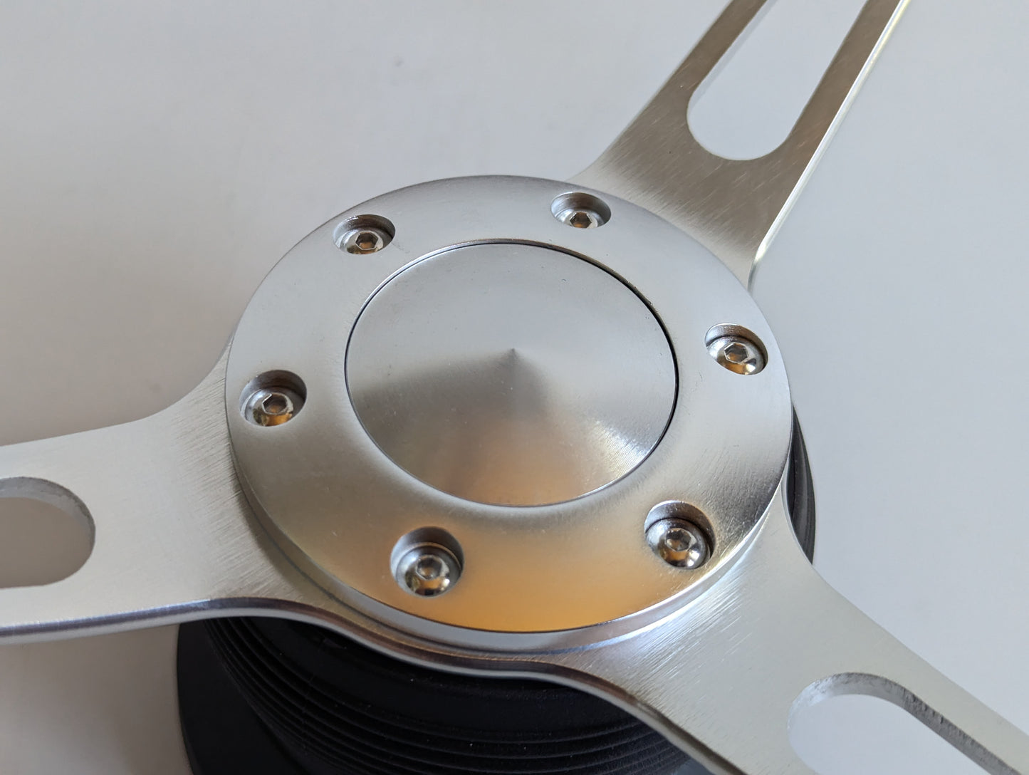 Steering Wheel For Mercedes Benz W114 W115 W116 R107 (1972-1977) - Wooden Rim, Silver Spokes, Black Trim, Classic, 380mm