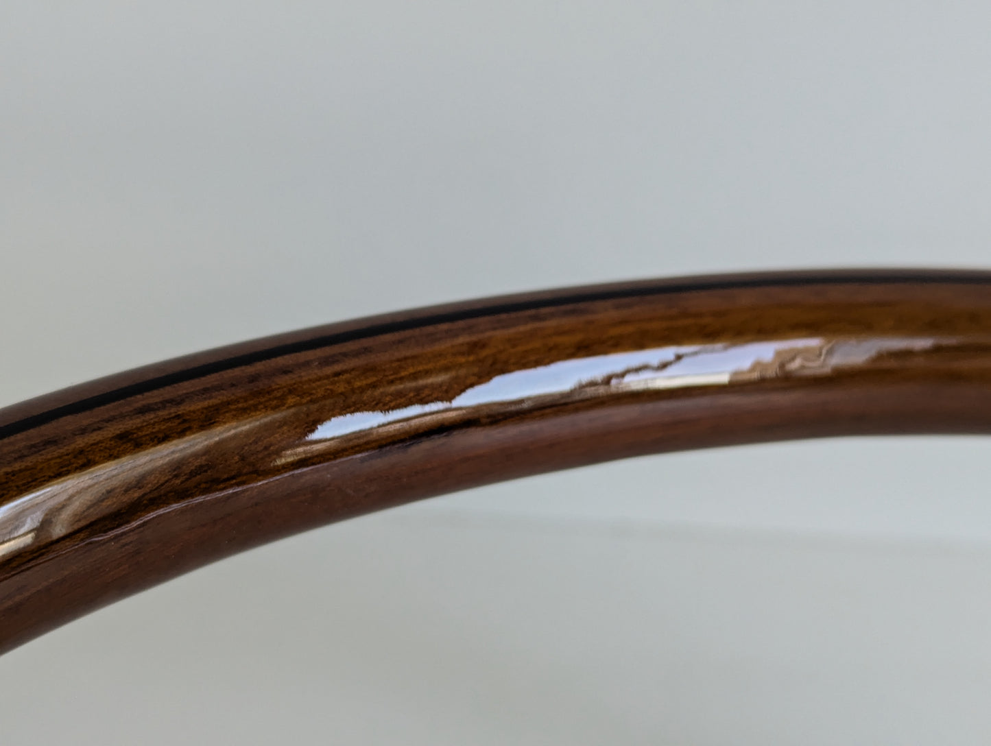 Steering Wheel For Mercedes Benz W114 W115 W116 R107 (1972-1977) - Wooden Rim, Silver Spokes, Black Trim, Classic, 380mm