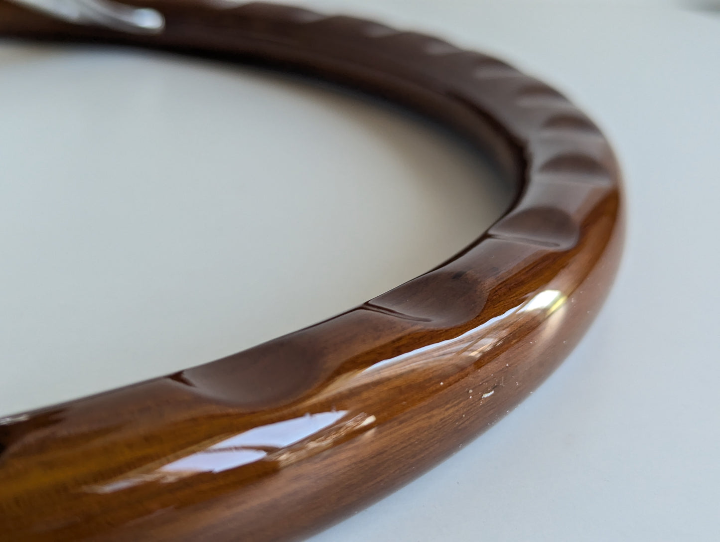 Steering Wheel For Mercedes Benz W114 W115 W116 R107 (1972-1977) - Wooden Rim, Silver Spokes, Black Trim, Classic, 380mm