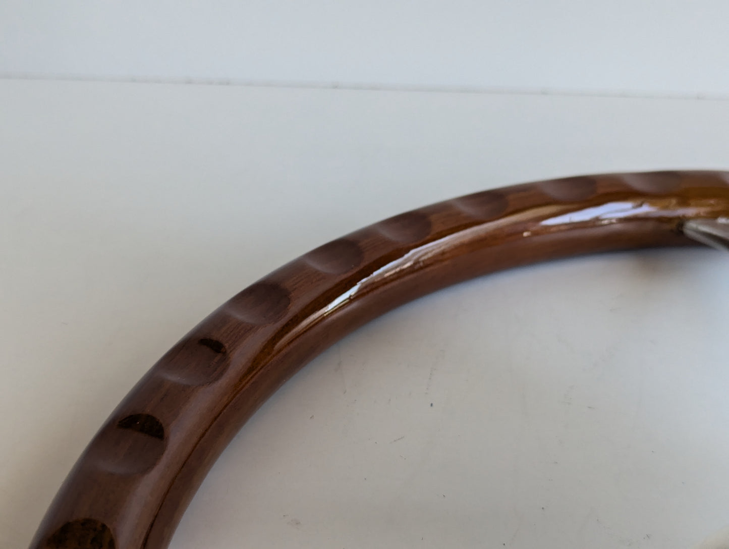 Steering Wheel For Mercedes Benz W114 W115 W116 R107 (1972-1977) - Wooden Rim, Silver Spokes, Black Trim, Classic, 380mm