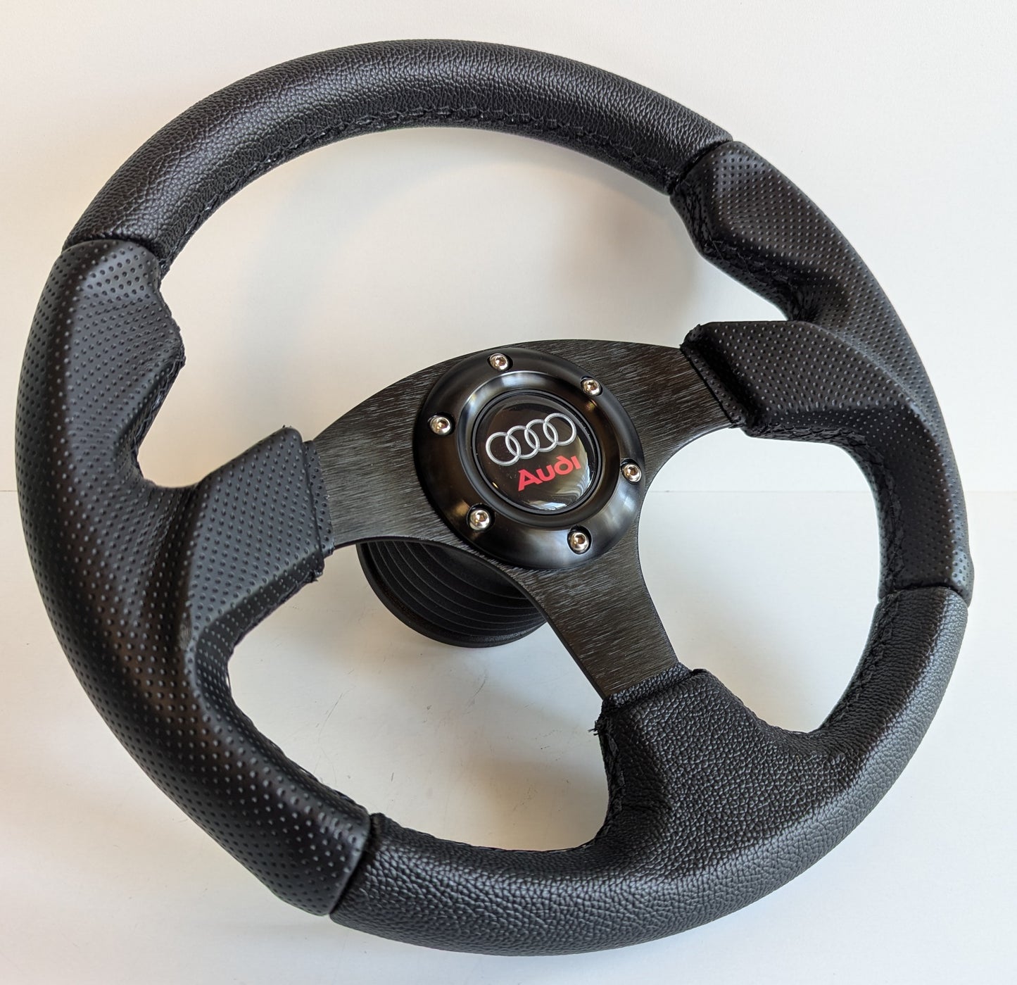 Steering Wheel For AUDI A3 A4 A6 A8 8L B5 B6 C5 (1996-2005) - Perforated Leather, Black Stitching, Sport Vision, 320 mm