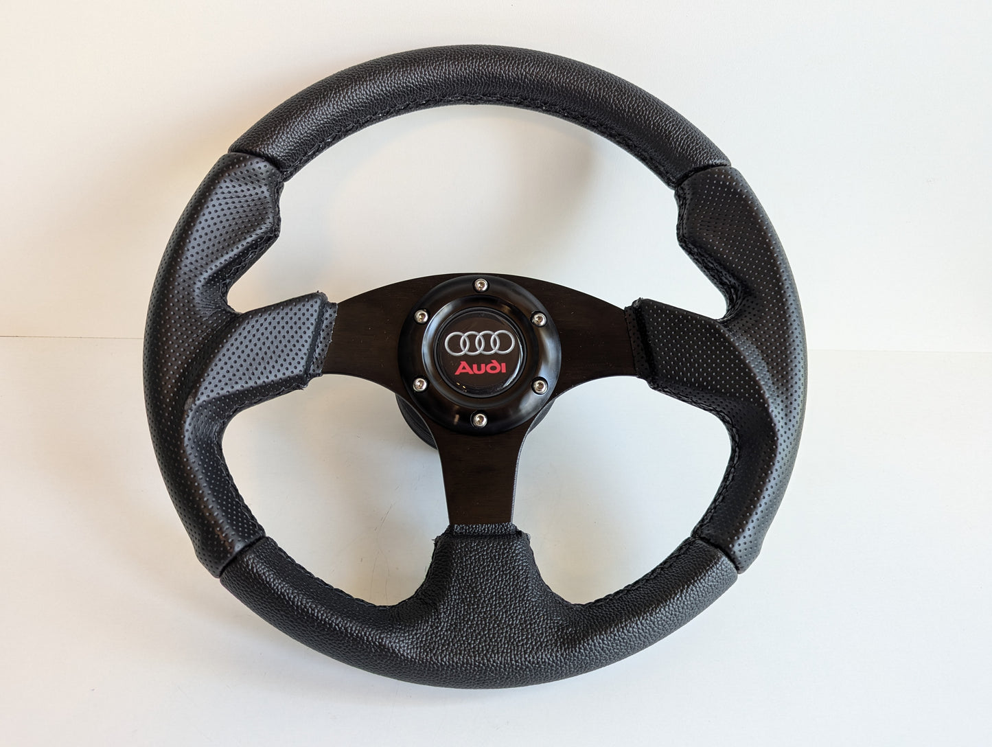 Steering Wheel For AUDI A3 A4 A6 A8 8L B5 B6 C5 (1996-2005) - Perforated Leather, Black Stitching, Sport Vision, 320 mm