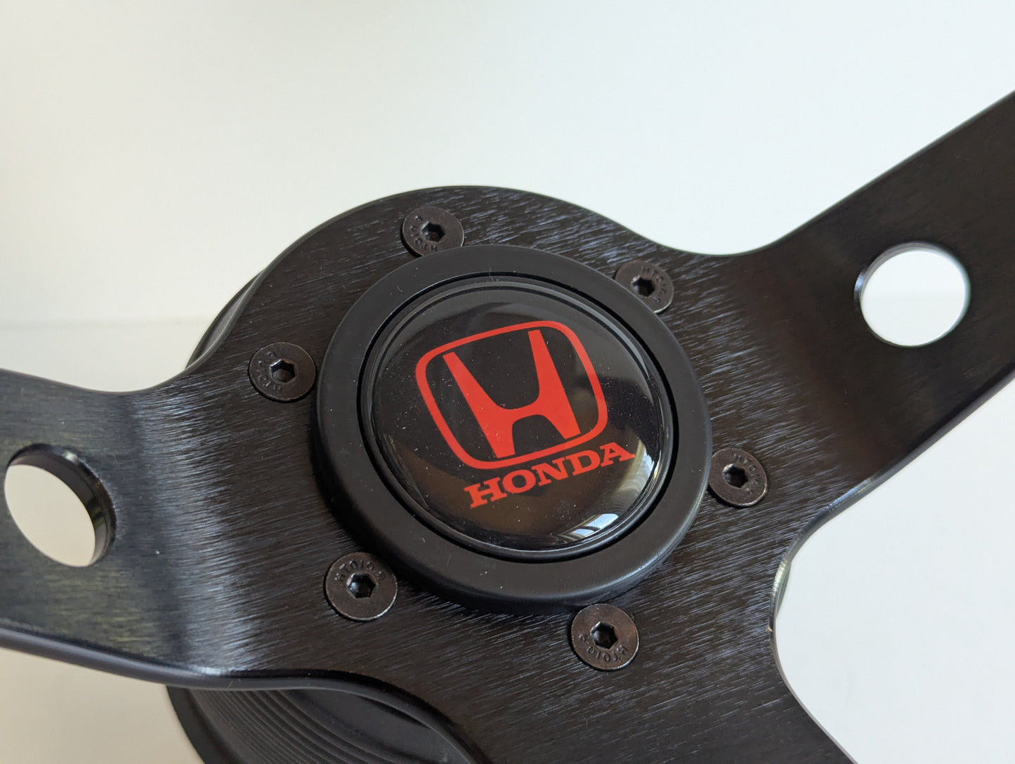 Steering Wheel For Honda Prelude CRX Del Sol Civic Accord (1992-1996) - Deep Dish, Perforated Leather, Red 350 mm