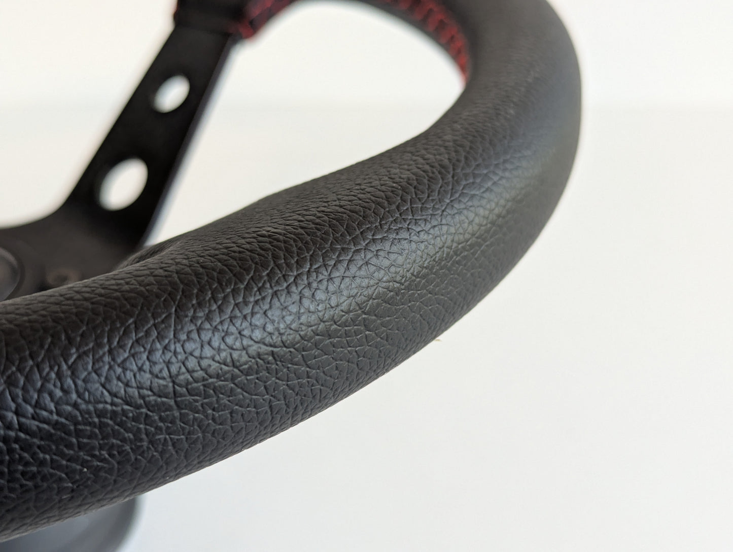 Steering Wheel For Honda Prelude CRX Del Sol Civic Accord (1992-1996) - Deep Dish, Perforated Leather, Red 350 mm