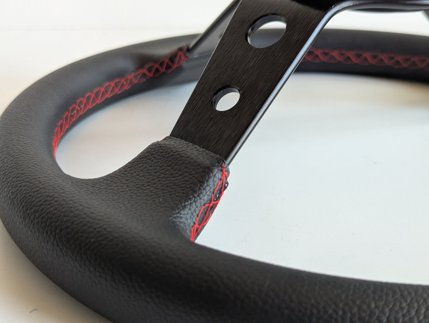 Steering Wheel For Honda Prelude CRX Del Sol Civic Accord (1992-1996) - Deep Dish, Perforated Leather, Red 350 mm
