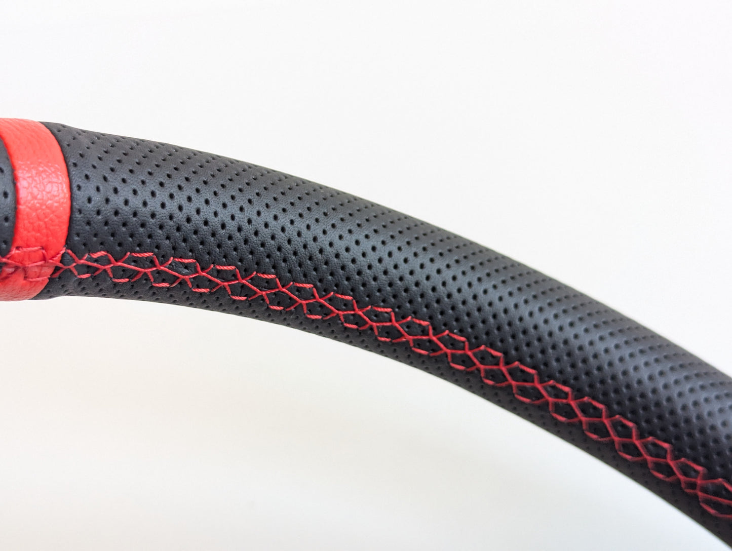 Steering Wheel For Mitsubishi Eclipse Lancer Evo Galant Pajero -  Deep Dish, Red Stitching, Black Spokes with Holes, Sport Vision, 350 mm